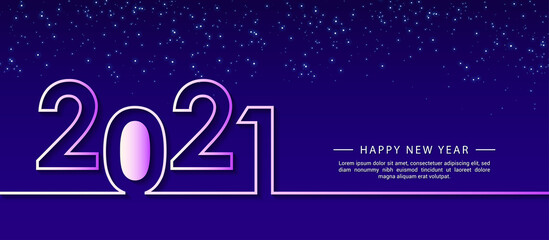 Fototapeta na wymiar Creative 2021 Happy New Year Design Template for greeting cards, poster, Banner, Vector illustration. Isolated on Blue Background.