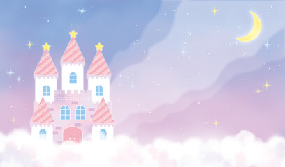 ファンシーなお城と星のイラスト Clip art of fancy castle and star　
　
