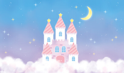 ファンシーなお城と星のイラスト　Clip art of fancy castle and star　  © 市田ほのか