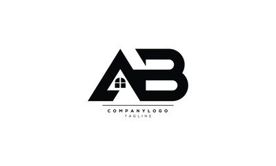 ab Real Estate Business Logo Template, Building, Property Development, and Construction Logo Vector Design