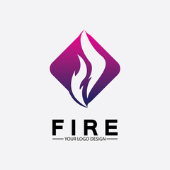 Fototapeta premium fire flame logo icon vector design template