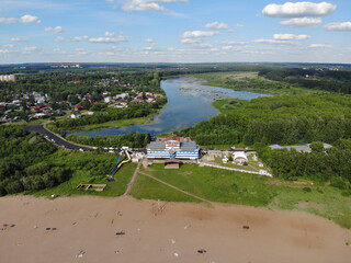 View from the water on the beach near the Vyatka river (Kirov, Russia)