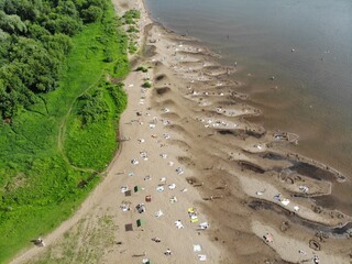 View from the water on the beach near the Vyatka river (Kirov, Russia)