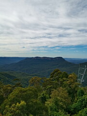 Beautiful view of mountains and valleys, Duke of York Lookout, Blue Mountain National Park, New South Wales, Australia
