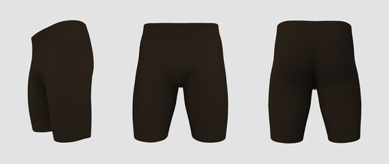 Waisted shorts mockup. 3d rendering, 3d illustration.