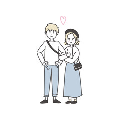 仲良しカップルのイラスト