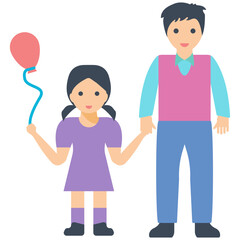 Father Daughter Flat Icon