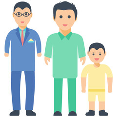 Three Generation Flat Icon 