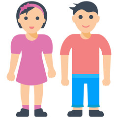Young Children Flat Icon