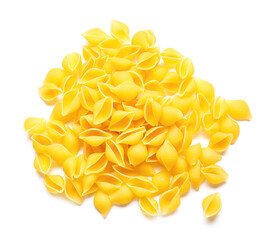 Uncooked pasta isolated on white background