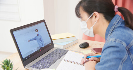 female student learn math online