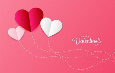 Obraz na płótnie Canvas Happy Valentine's Day Hearts with pink Background. for Greeting Card, banners, Wallpaper. flyers, invitation, posters, brochure, voucher discount. Vector Illustration Graphic.