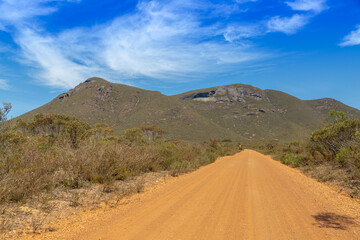 sandy gravel road in the Stirling Range National Park in Western Australia