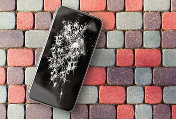 Black broken touch screen phone