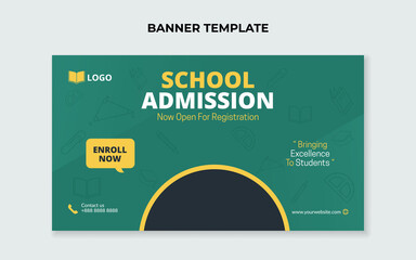 School admission banner template. Suitable for junior or preschool promotion