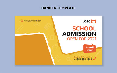 School admission banner template. Suitable for junior or preschool promotion - obrazy, fototapety, plakaty