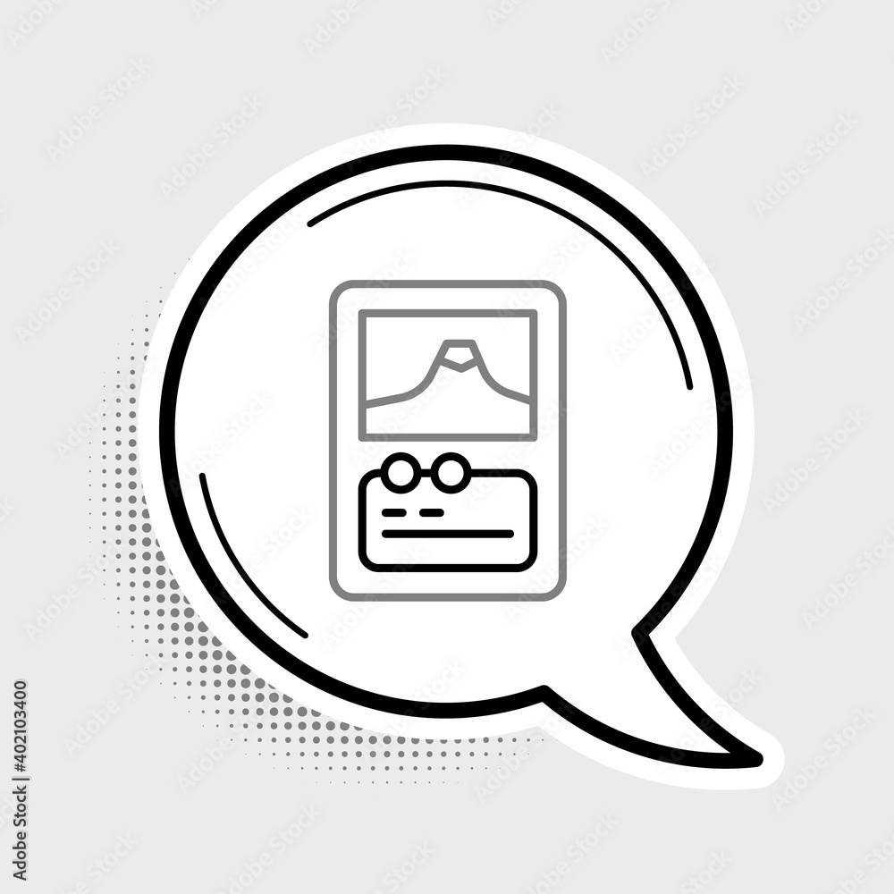 Poster line card game collection icon isolated on grey background. fantasy ui kit with magic items. colorfu