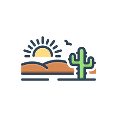 Fototapeta premium Color illustration icon for desert 