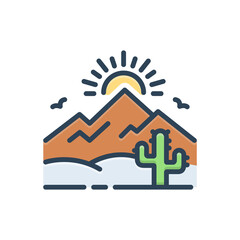 Color illustration icon for desert 