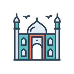 Color illustration icon for the mosque