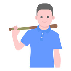 
Baseball player flat vector, sports man
