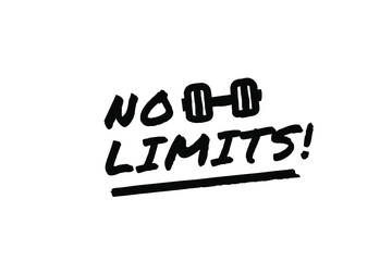 NO LIMITS Poster Quote Paint Brush Inspiration Black Ink White Background