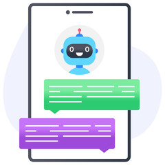 A chat assistant robot in flat concept icon