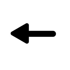 Black left arrow icon picture. Vector picture.