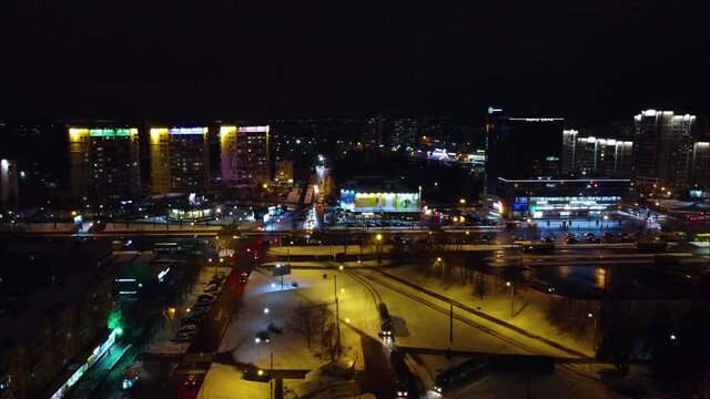 Top view of the night city