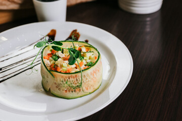 salad in cucumber