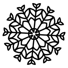 
Snowflake icon in linear style, winter decorative pattern 

