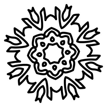 
Snowflake icon in linear style, winter decorative pattern 
