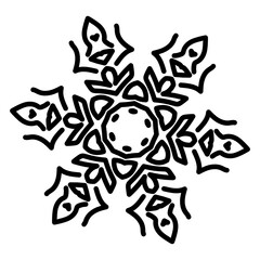 
Snowflake icon in linear style, winter decorative pattern 
