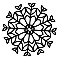 
Snowflake icon in linear style, winter decorative pattern 
