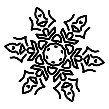 
Snowflake icon in linear style, winter decorative pattern 
