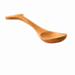 A small wooden spoon with a cat-shaped handle, isolated on a white background