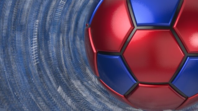 Soccer ball with Particles under Black Background. 3D sketch design and illustration. 3D high quality rendering.	