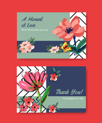 Facebook template with brush florals concept design for social media and community watercolor vector illustration