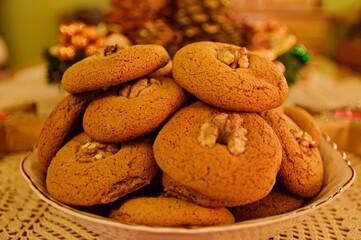 gingerbread cookies on the plate close up