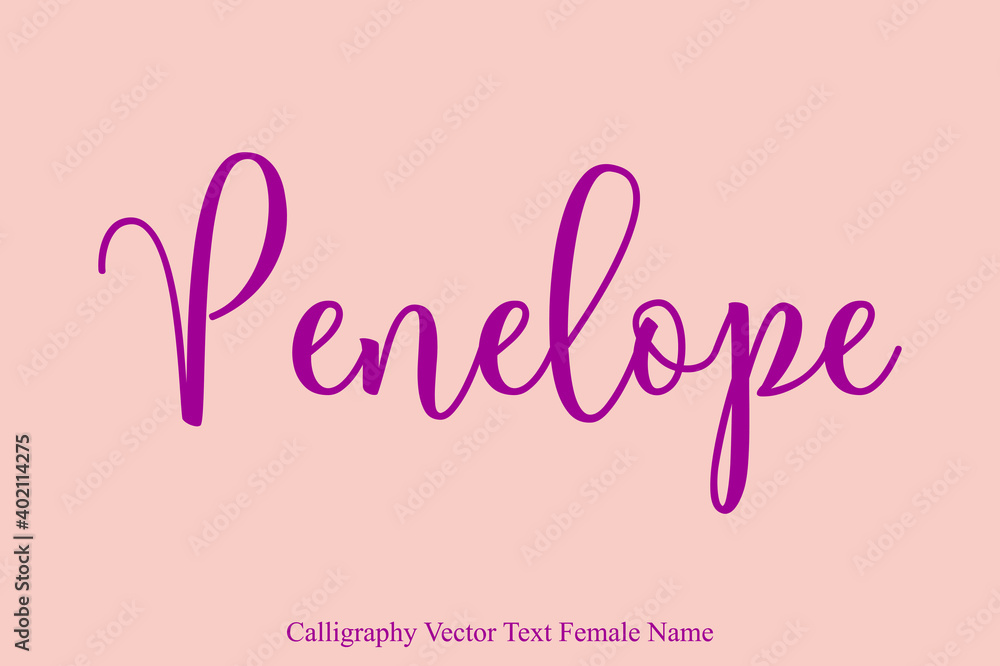 Poster penelope female name typescript calligraphy text