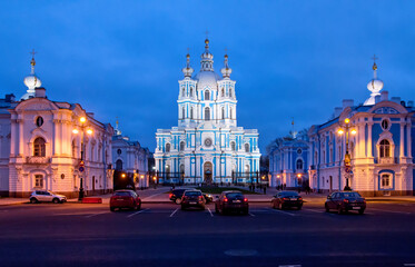 Fototapeta na wymiar The Smolny Cathedral. St. Petersburg, Russia
