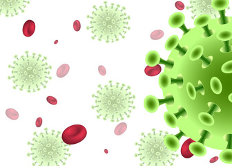 COVID-19. Coronavirus outbreak and red blood cells design for banners, websites, publications, news, prints.