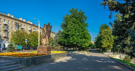 Fototapeta na wymiar Monument to Margelov in Dnipro, Ukraine