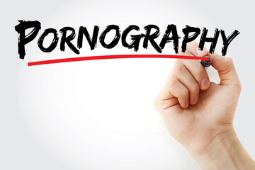 Pornography text with marker, concept background