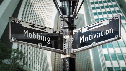 Fototapeta premium Street Sign to Motivation versus Mobbing