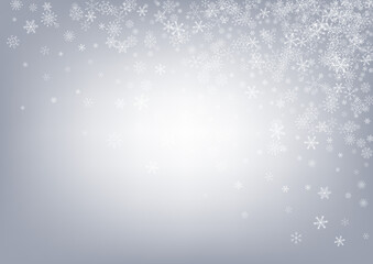 White Snowflake Vector Gray Background. Xmas Snow