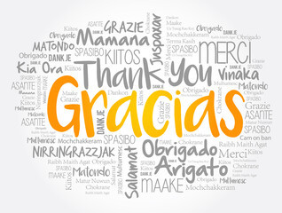 Gracias (Thank You in Spanish) word cloud concept