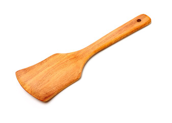 Wooden kitchen shovel on white background