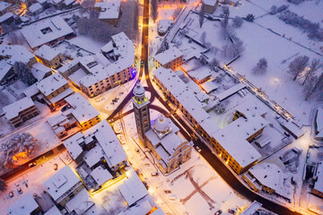Basilica of Tirano, Valtellina, Italy, aerial view