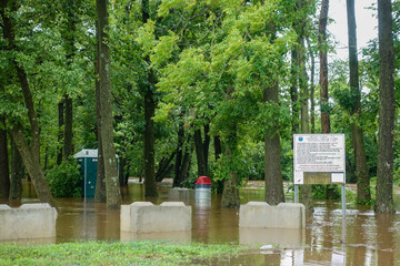 The rising flood waters from a hurricane
